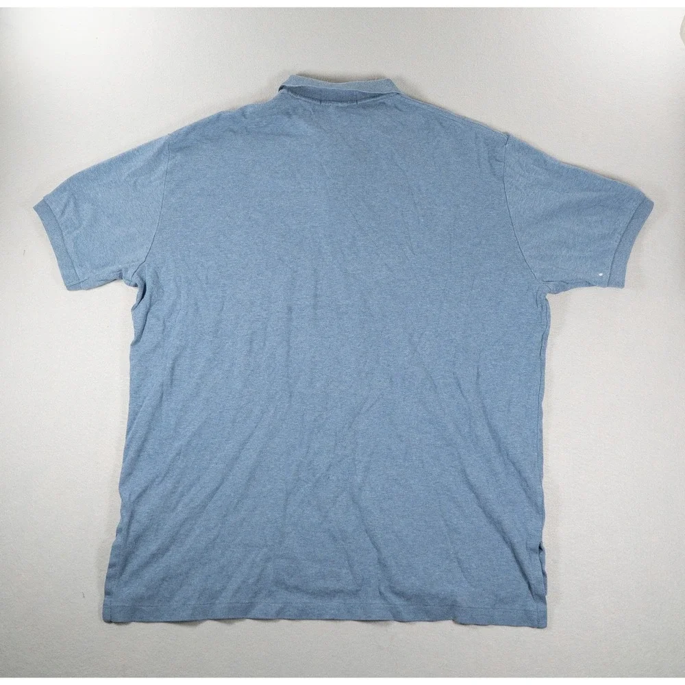 Polo Ralph Lauren Men XL Blue Heathered Cotton Short Sleeve Polo  Yellow Logo